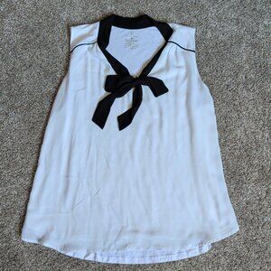 New York & Company White/Black Womens XL Sleeveless Flowing Blouse/Top